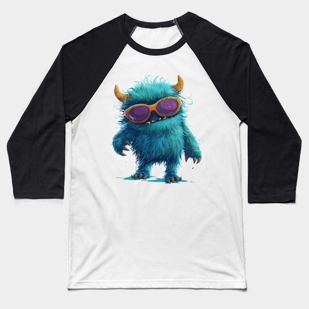 Cute Fluffy Monster Baseball T-Shirt by Obotan Mmienu